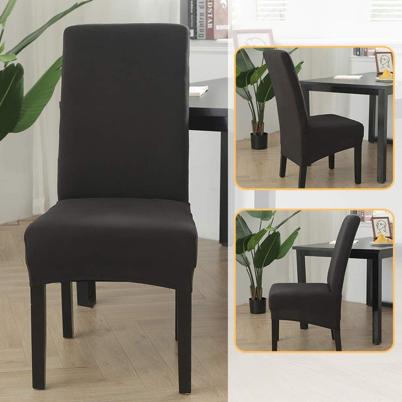 CCTFS Stretch Dining Chair Slipcovers, XL/Oversized Removable Washable Soft Spandex Extra Large Dining Room Chair Covers for Kitchen Hotel Table Banquet Solid Color (4 Per Set, Black) - Image 3